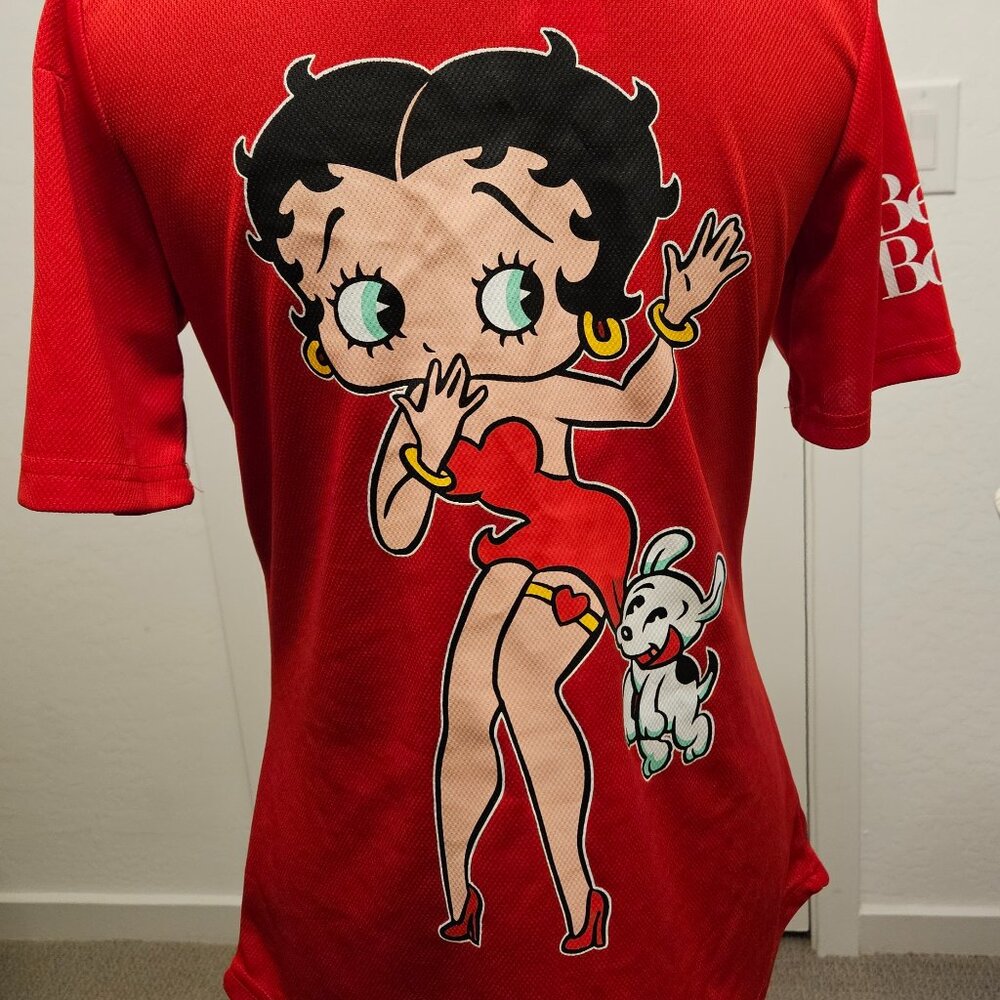 Betty Boop graphic Baseball Jersey, button-down shirt size L (no label)